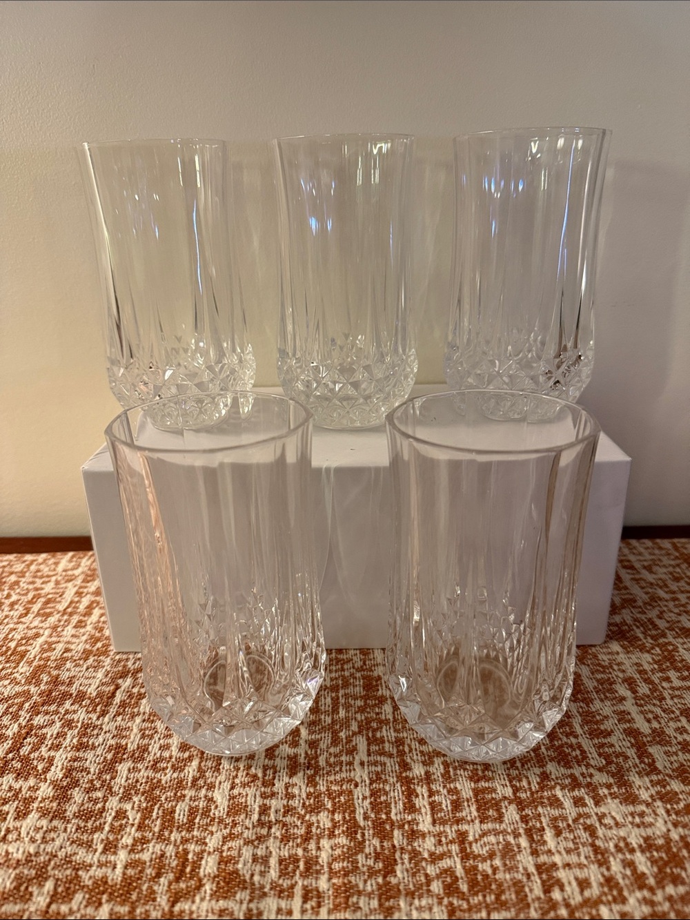 5 Cristal d'Arques LONGCHAMP Crystal Highball Glasses Tall Tumblers
